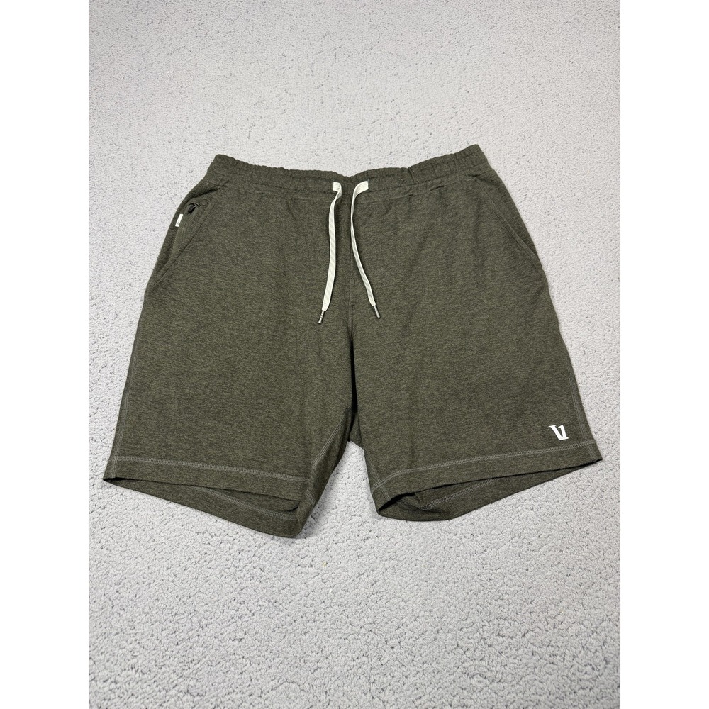 Vuori Sweat Shorts Mens Medium Green Jersey 7 Inseam Athletic Zip Pockets